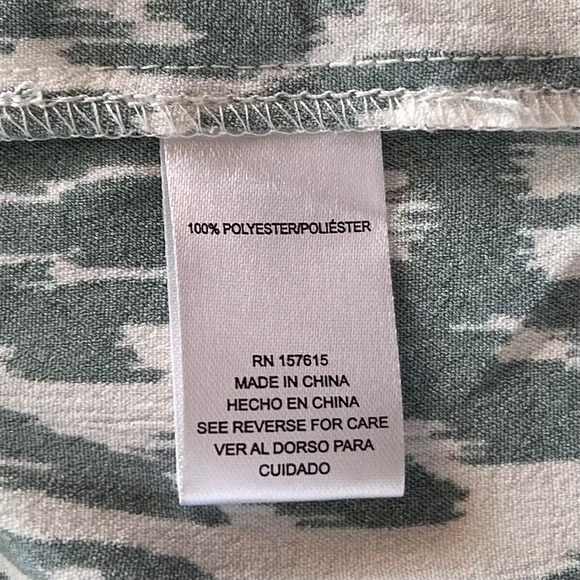 New Rachel Zoe Size XL Green White Dress Long Sleeve V-Neck Knee Length Tiered - Picture 6 of 11